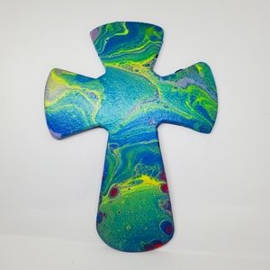 Wooden Handpainted Art Memorial cross
